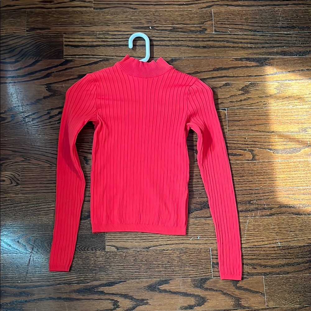 Chic Red Ribbed Sweater